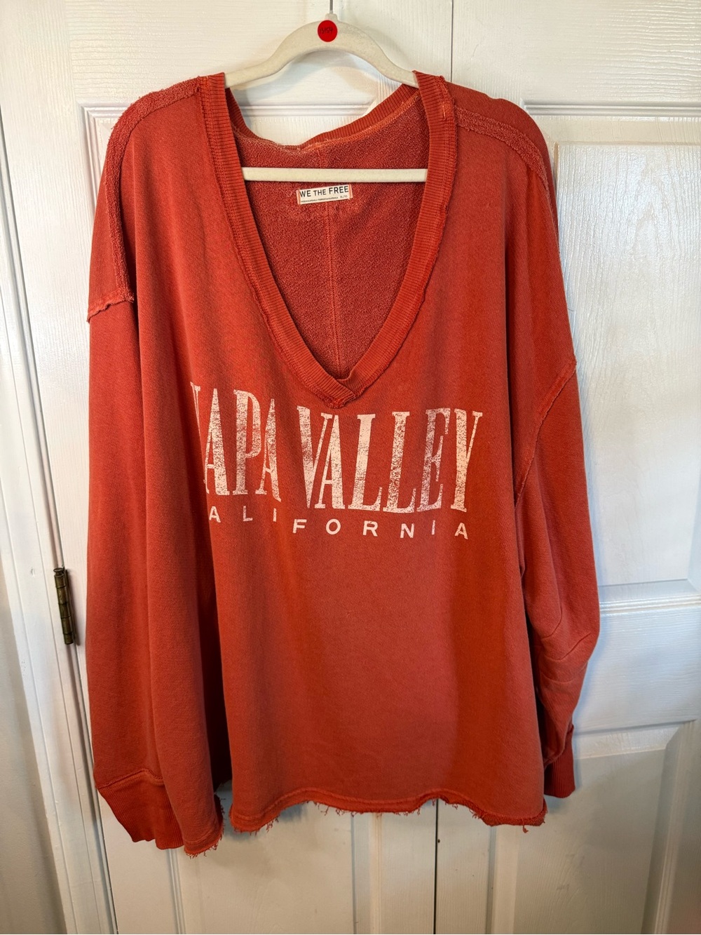 We The Free Napa Valley Venic V neck Camden Pullover Sweatshirt - Rust Orange